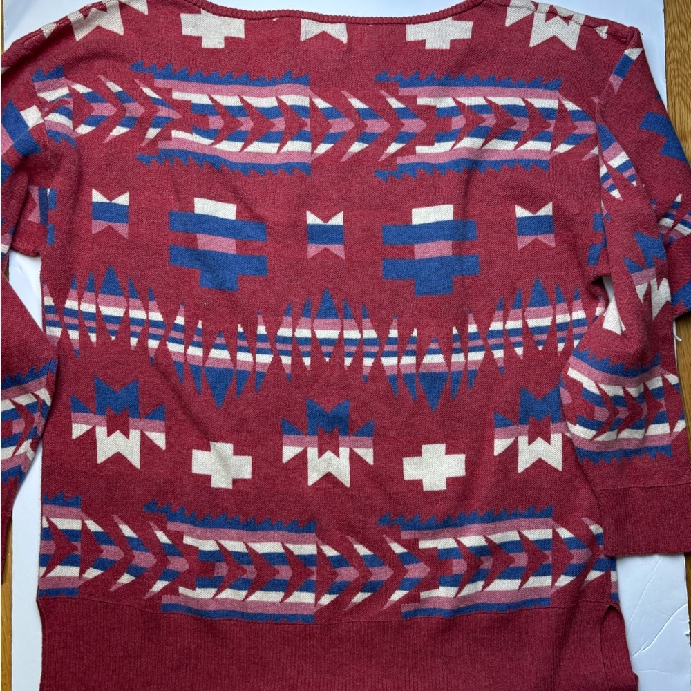Tasha Polizzi Aztec pattern pullover boat neck sweater - Picture 3 of 3